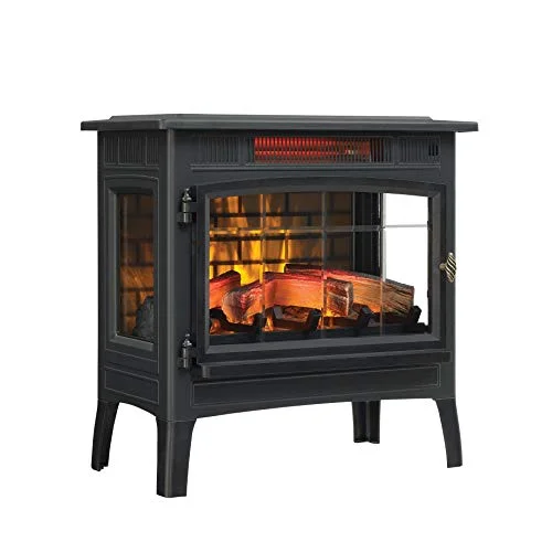 duraflame freestanding electric fireplace stove heater with 3D flame effect, black