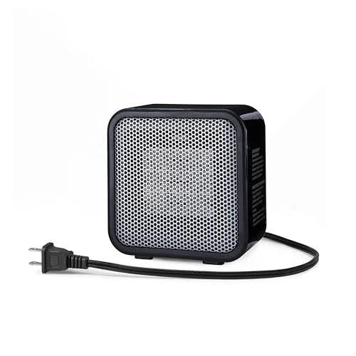 Amazon Basics ceramic mini space heater for an office desk, black, 500 watts