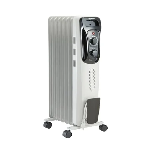 Amazon Basics portable oil-filled radiator space heater, white