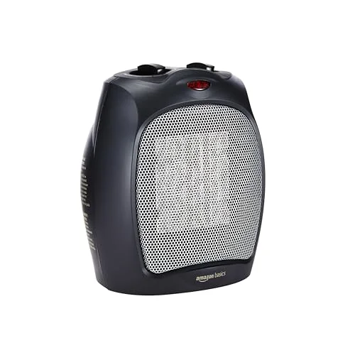 Amazon Basics 1500 watt ceramic space heater with thermostat, non-oscillating, black